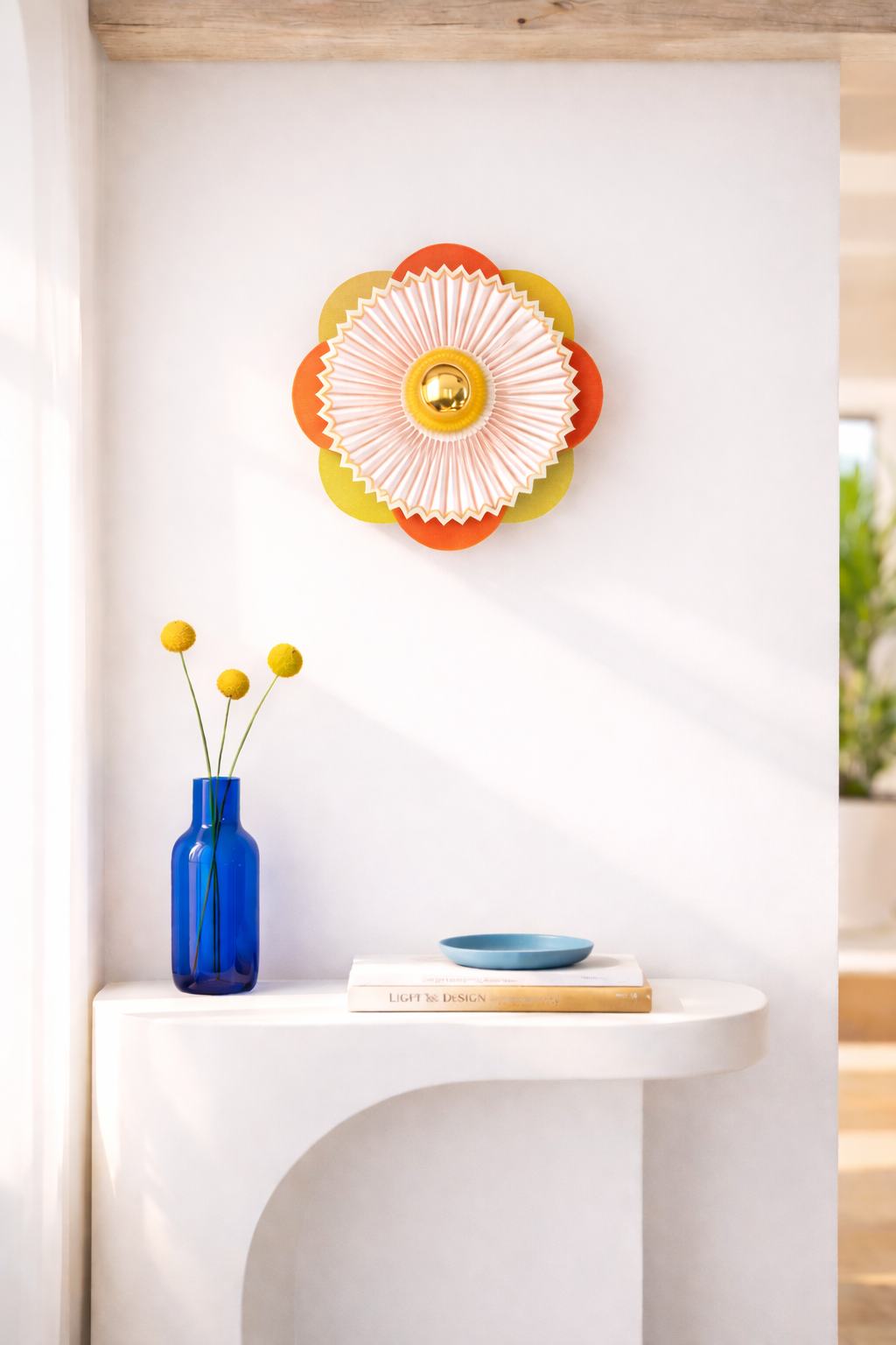 Grand Fleuron Vert Clair & Orange