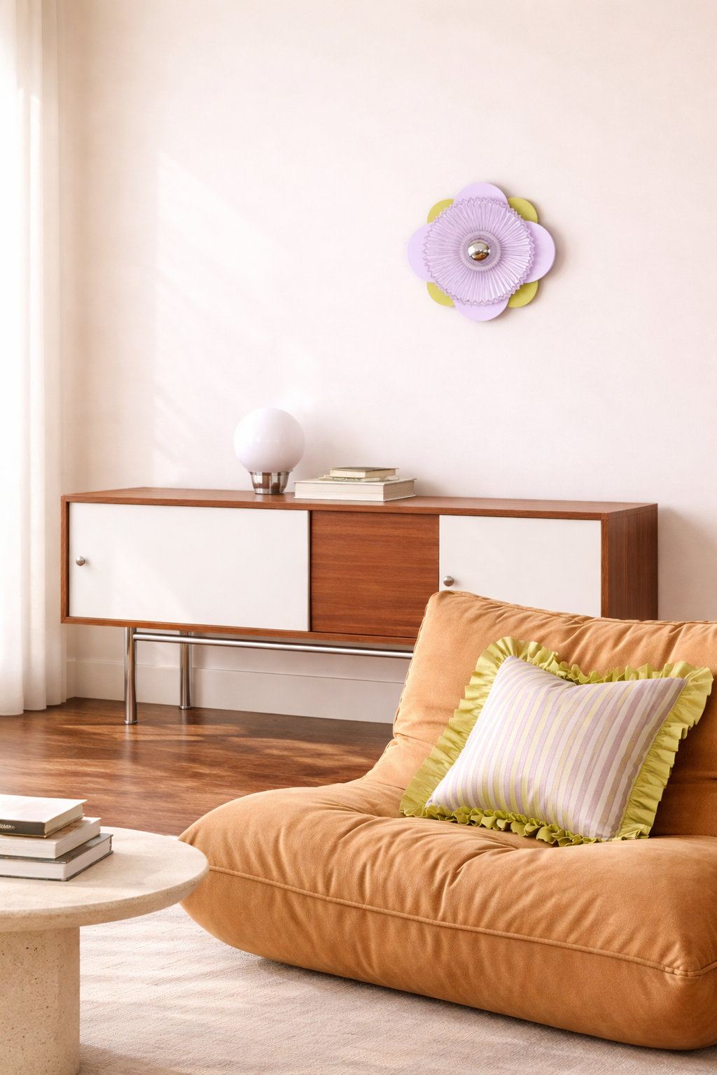 Grand Fleuron kaki clair et lilas