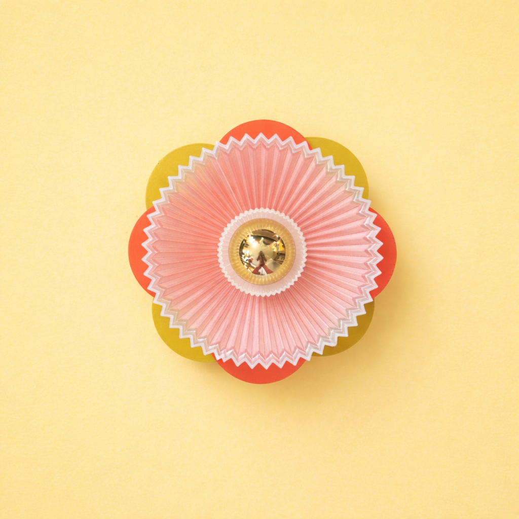 Grand Fleuron Vert Clair & Orange