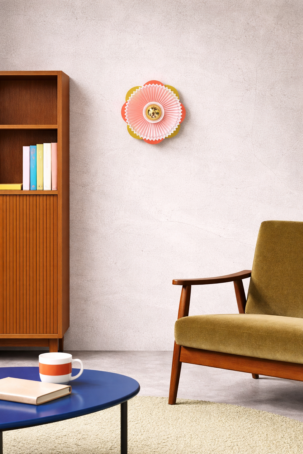 Grand Fleuron Vert Clair & Orange