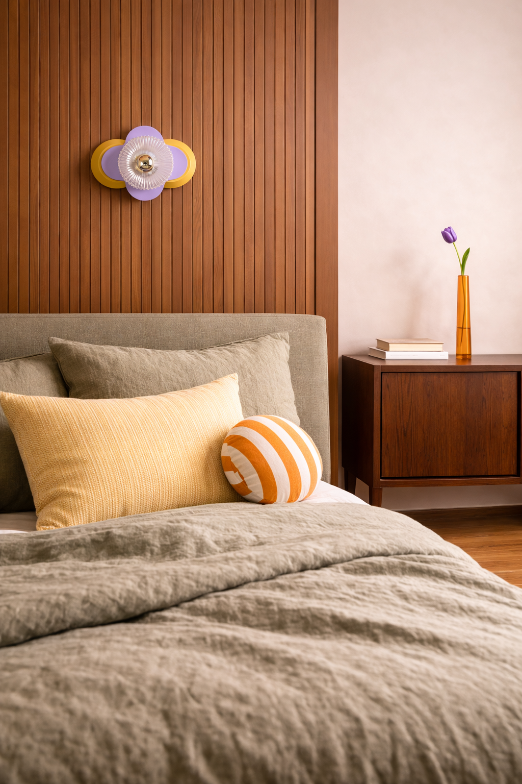 Petit Fleuron Kaki clair & Mauve