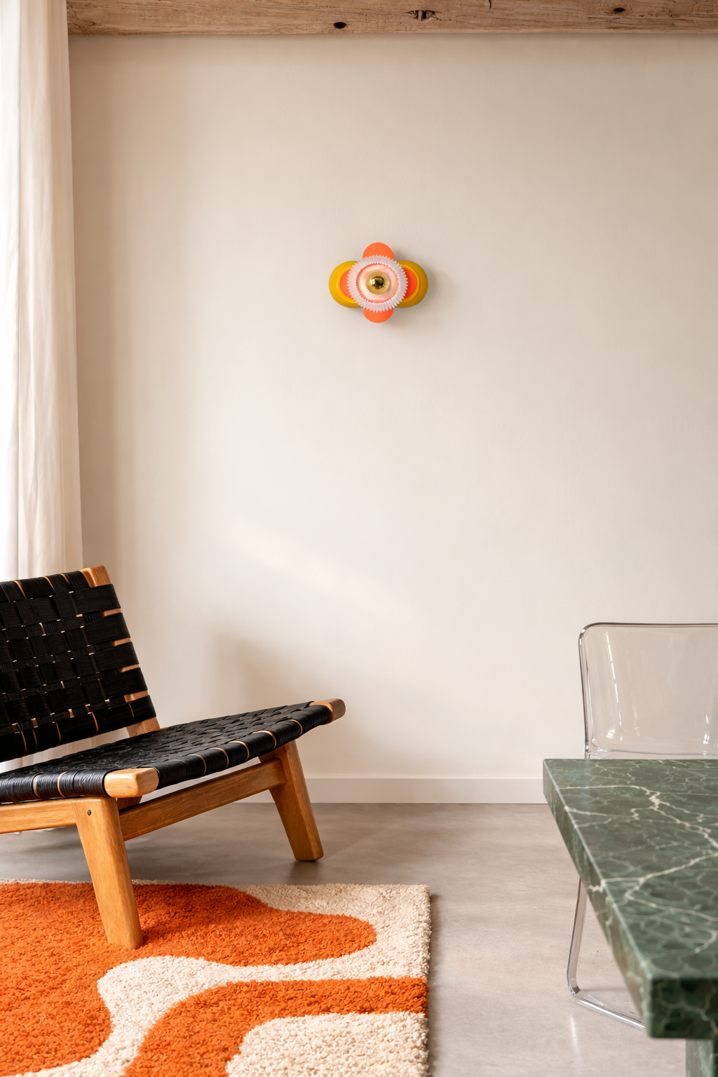 Petit Fleuron Vert Clair & Orange