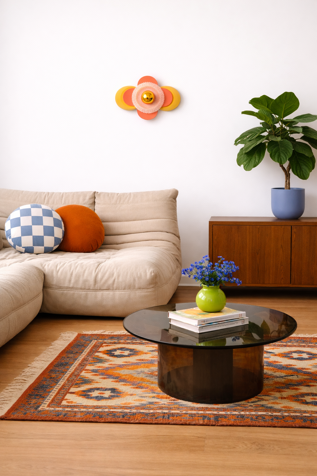 Petit Fleuron Vert Clair & Orange